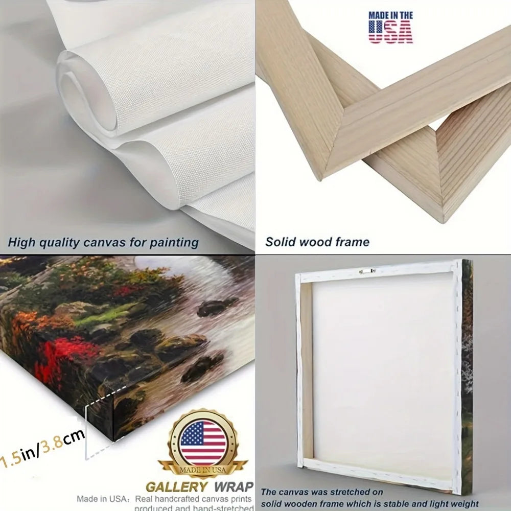 1 Nordic white flower oil painting on canvas, Modern art Deco wall painting 1.5 inch thick pine solid wood frame
