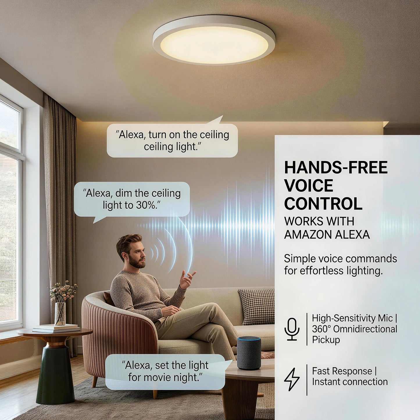 Tuaaryii Smart RGB Ceiling Light With App And Voice Control