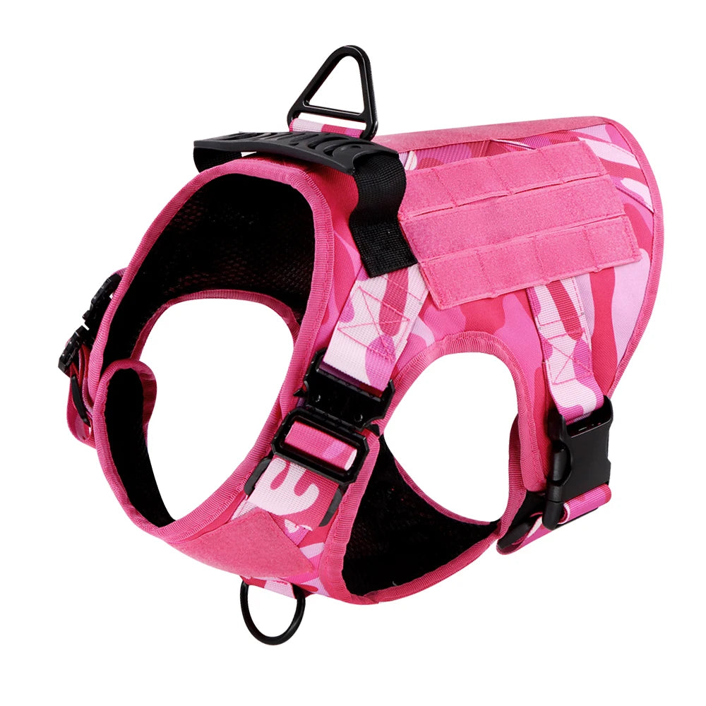 Military Camouflage Dog Harness Adjustable Tactical Training Vest Leash