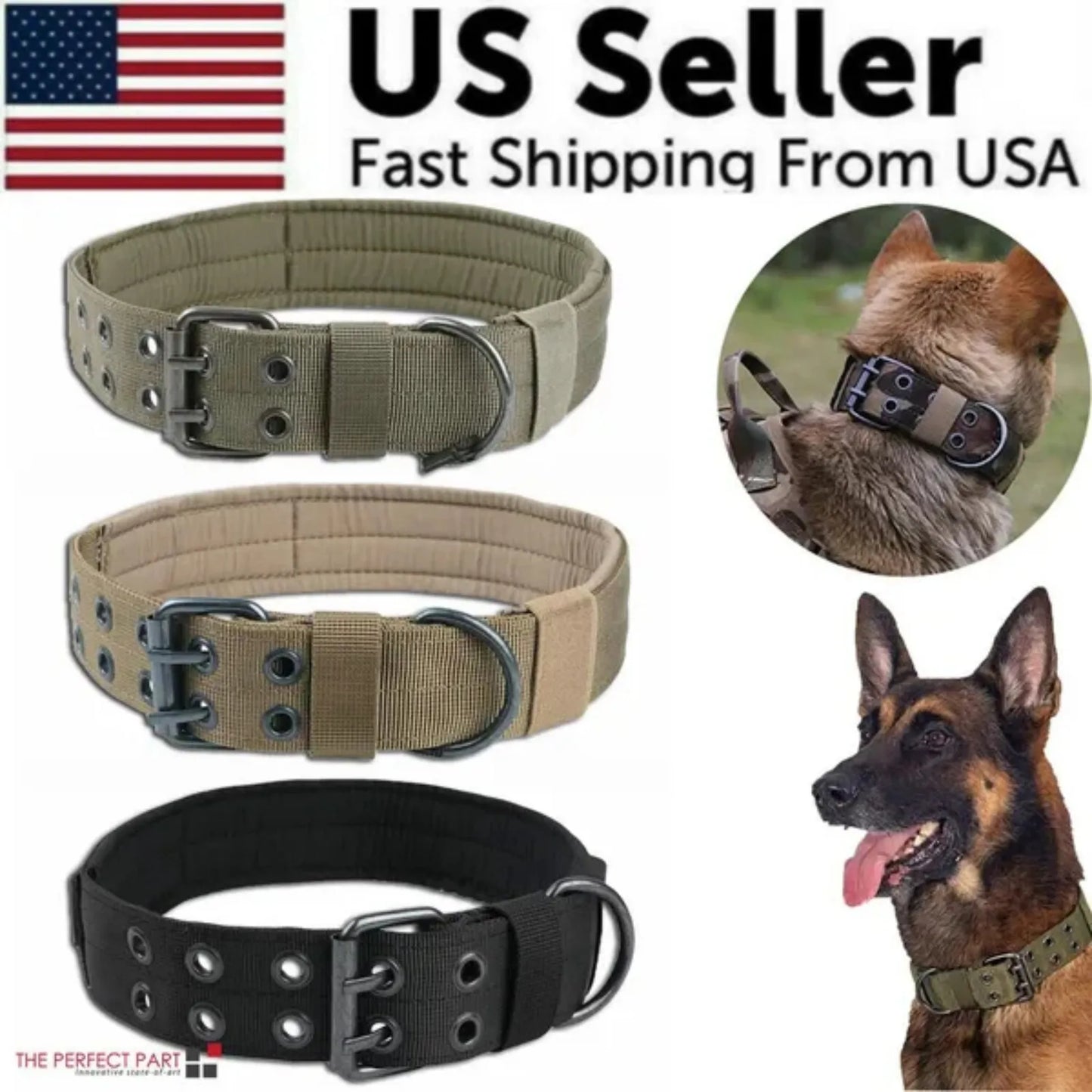 Tactical Nylon Dog Collar With Heavy Duty Metal Buckle