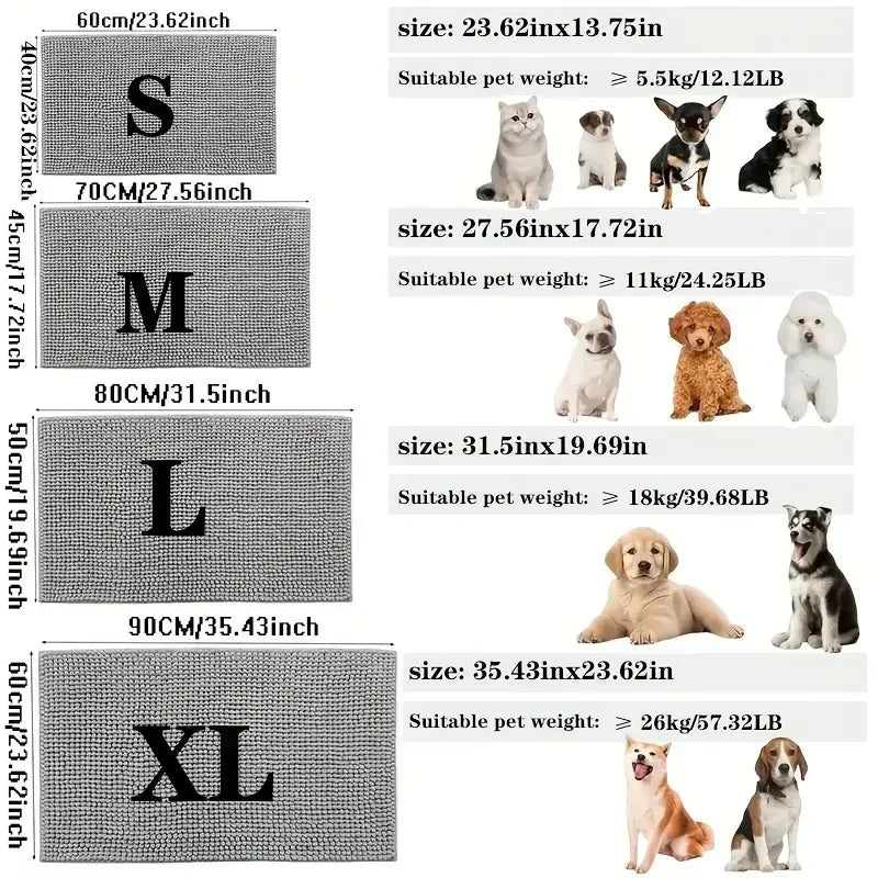 Dog Doormat Muddy Paws Absorbent Non Slip Washable Mat Microfiber