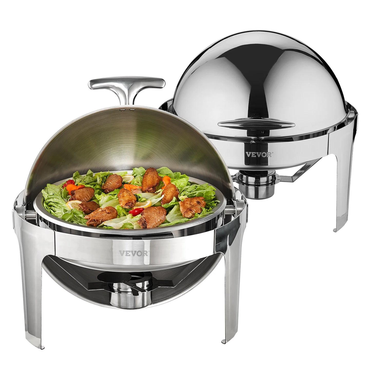 SucceBuy Roll Top Chafing Dish Buffet Set Stainless Steel Chafer With Two Pans