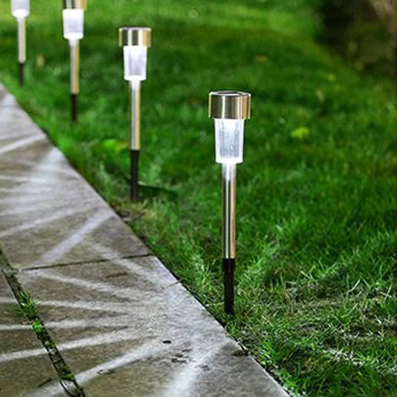 5pcs   Lawn Light Solar Ground Plug Light Stainless Steel Small Tube Light Outdoor Landscape Lighting For Backyard Patio