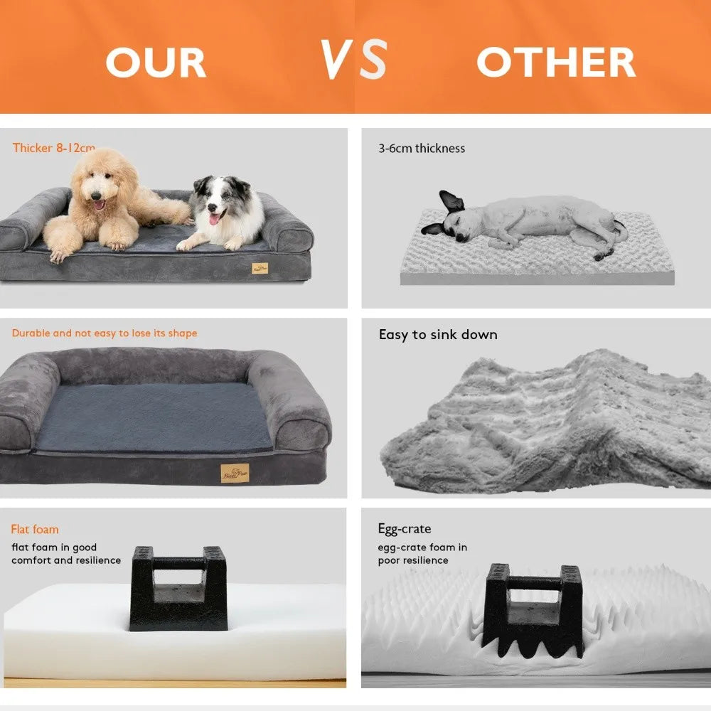 BORWART Calming Orthopedic Memory Foam Dog Bed with Waterproof Cover