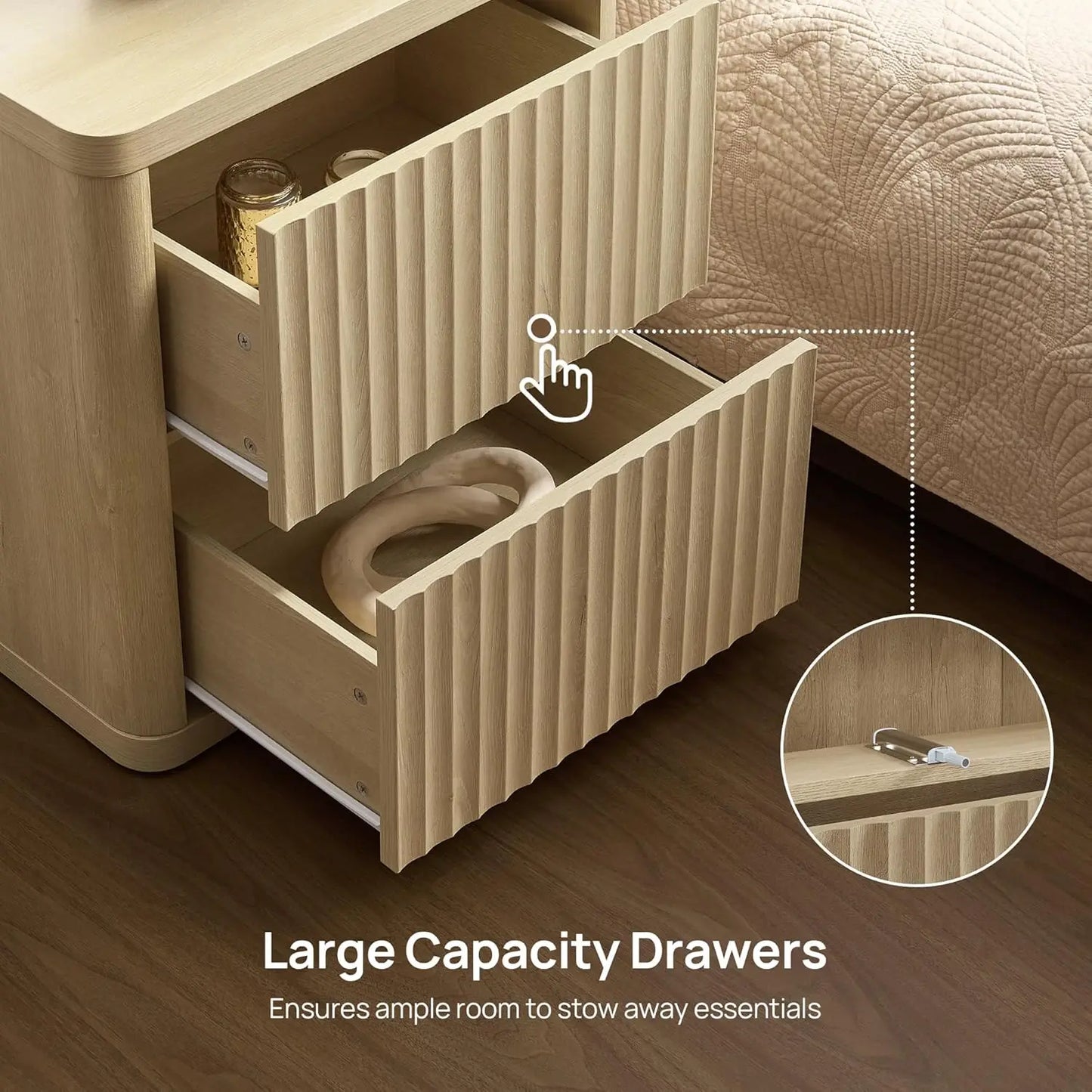 Frame Nightstands Set of 2 Modern Bedside Tables with Drawers