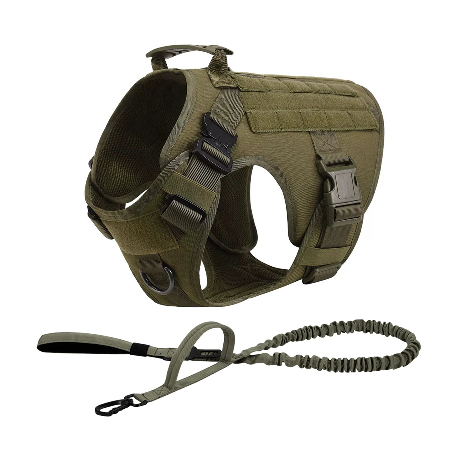 Tactical Dog Harness With Molle Pouches Nylon Padded Breakaway Design