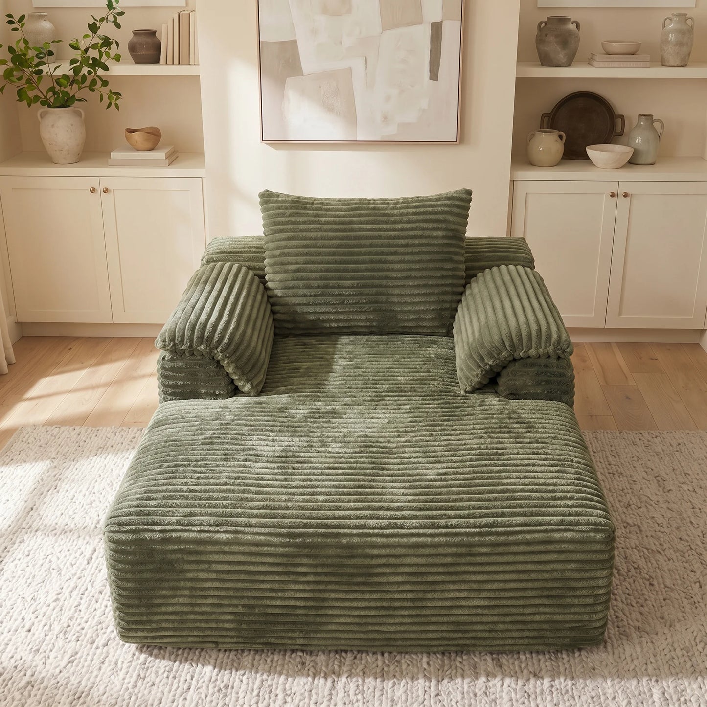 Corduroy Sofa Bed With Armrests And Pillows Reading Chair