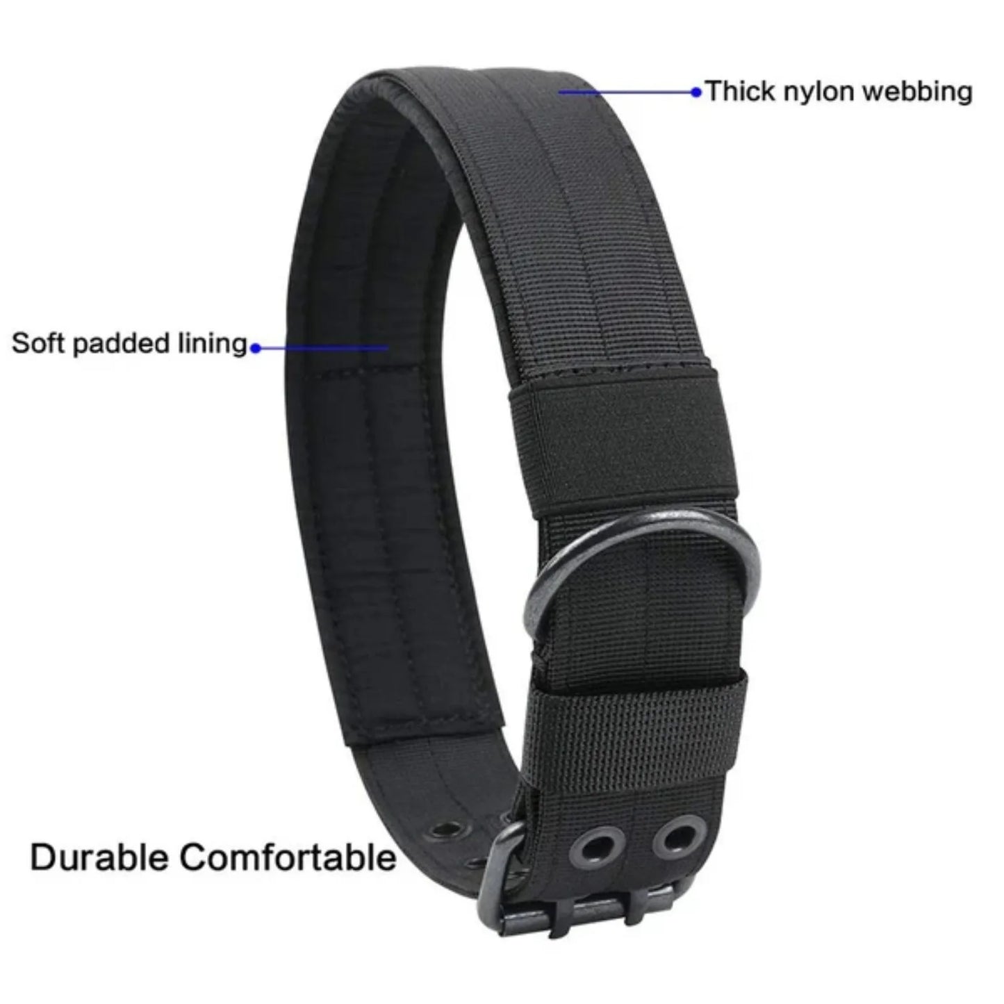 Tactical Nylon Dog Collar With Heavy Duty Metal Buckle