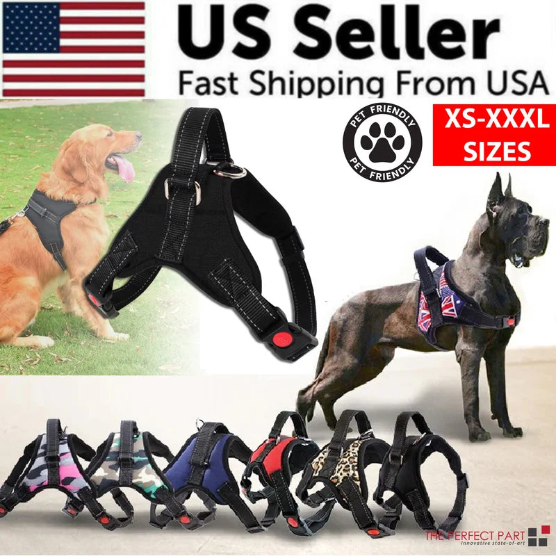 No Pull Reflective Dog Harness Adjustable Vest With Top Handle