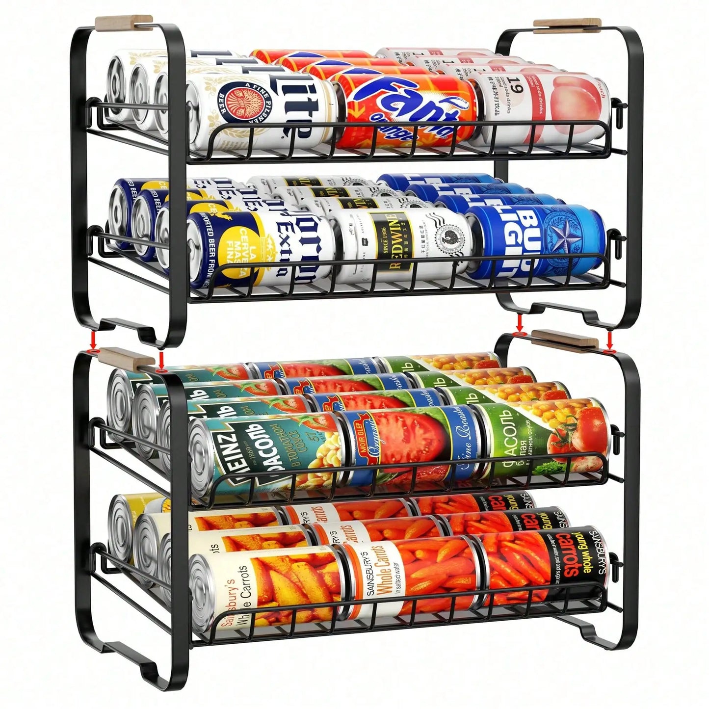 2-Pack Two-Tier Stackable Can Organizer For Pantry And Kitchen