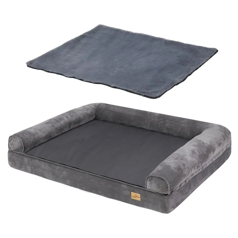BORWART Calming Orthopedic Memory Foam Dog Bed with Waterproof Cover