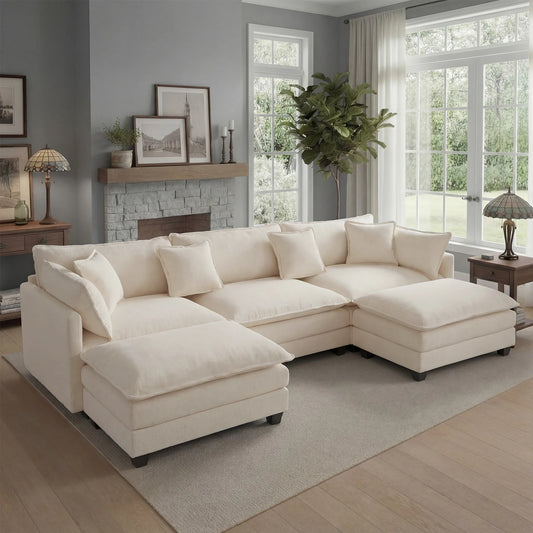 Redlife Modular Sectional Sofa With Ottoman Metal Frame