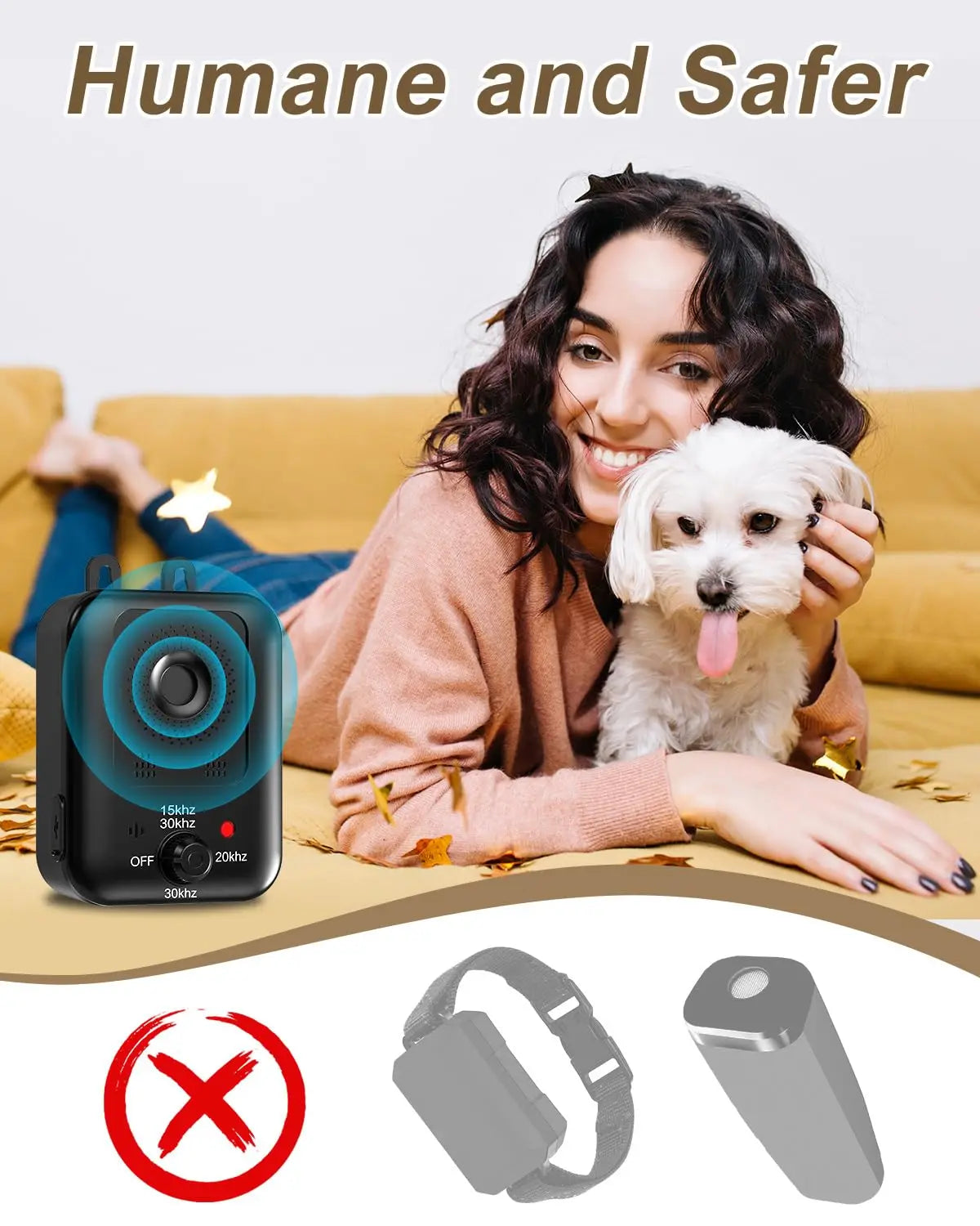 Petedu Automatic Ultrasonic Dog Bark Deterrent Indoor Outdoor