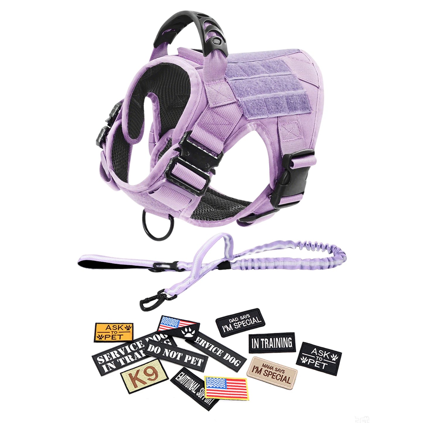 Military Camouflage Dog Harness Adjustable Tactical Training Vest Leash