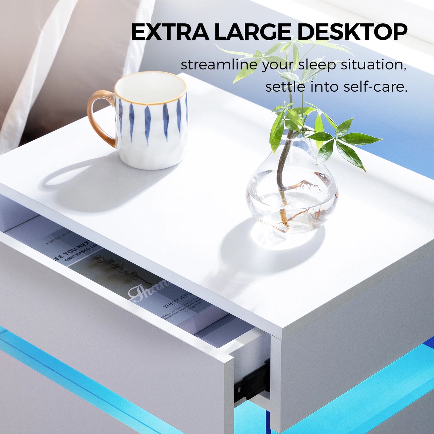 Cubehom LED Nightstand With 4 Drawers And Colorful LEDs