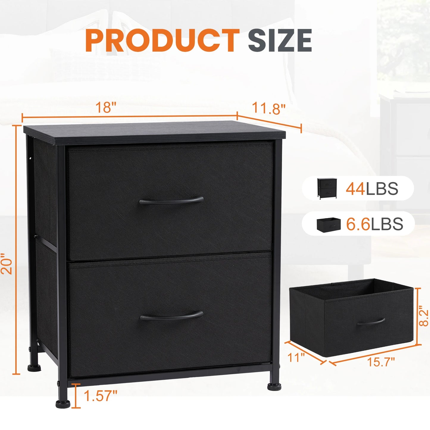 JHK Nightstand With Storage Drawers For Bedroom