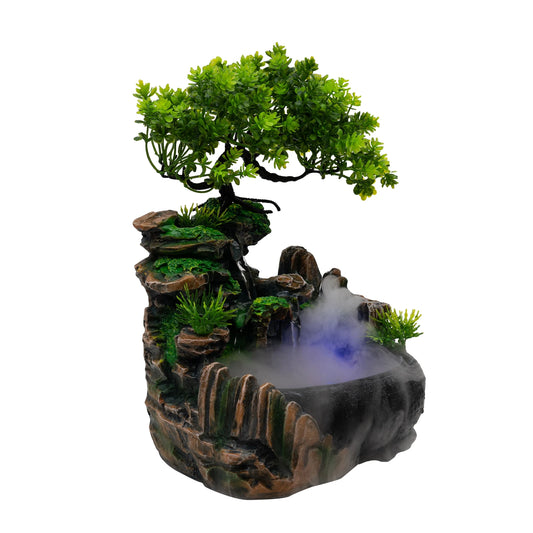 Indoor Tabletop Water Fountain With LED Lights Atomizer And Pump