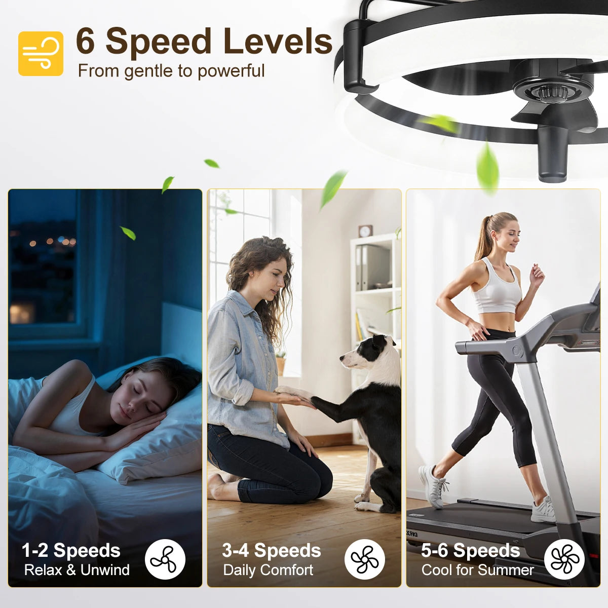 Aiopp Ultra Quiet LED Ceiling Fan With Dimmable 6 Speeds