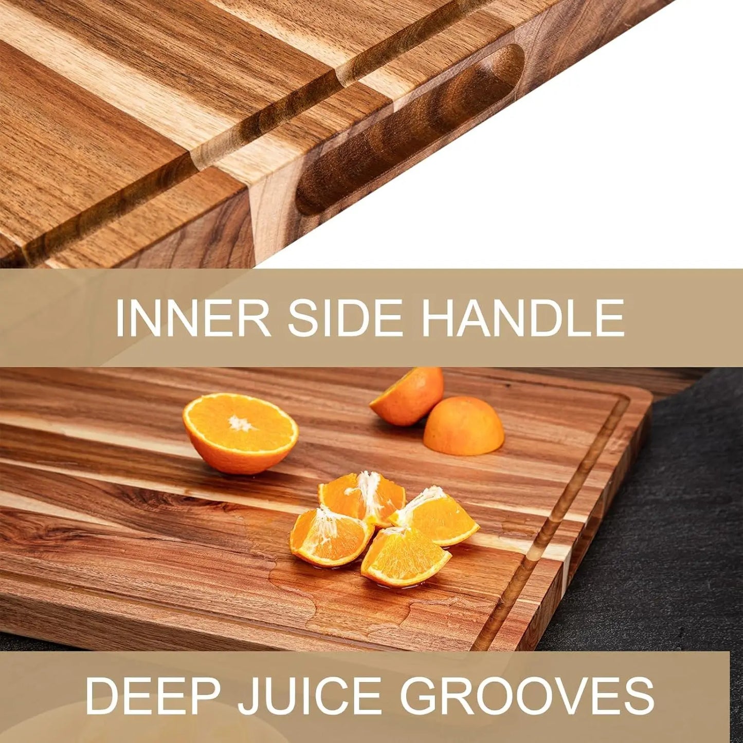 TWISTER.CK Wood Cutting Board With Juice Groove Handle