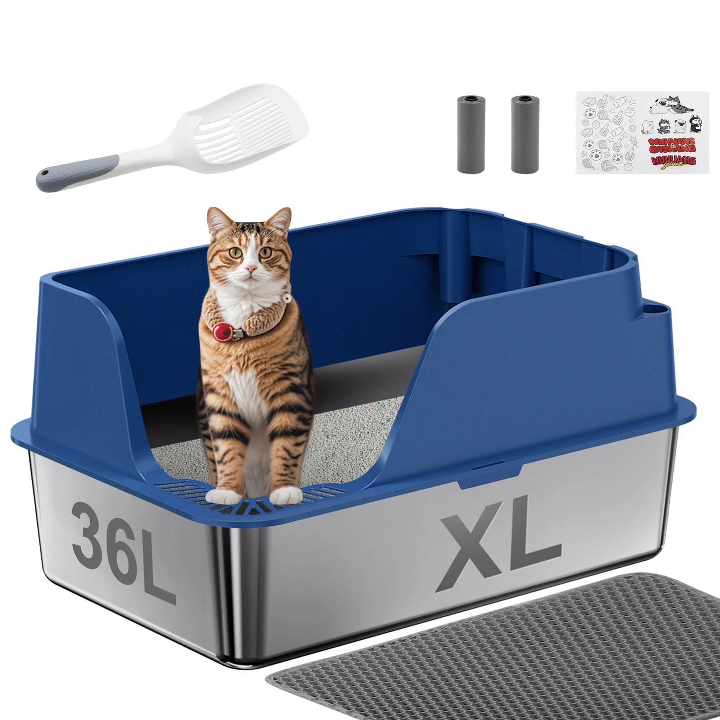 Stainless Steel Cat Litter Box With Lid For Large Cats