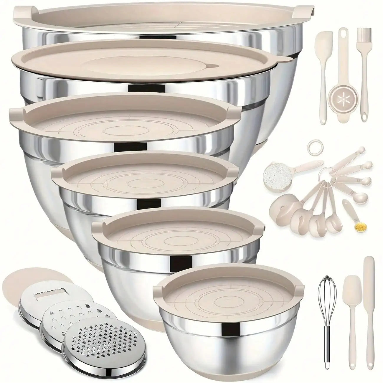 Stainless Steel Mixing Bowls Set With Lids 26 Pieces