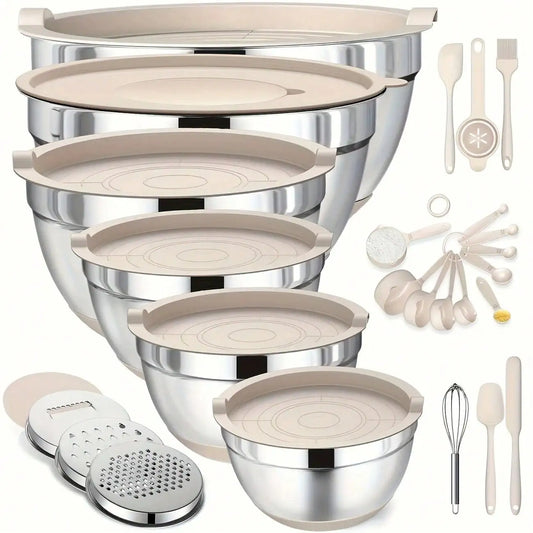 Stainless Steel Mixing Bowls Set With Lids 26 Pieces