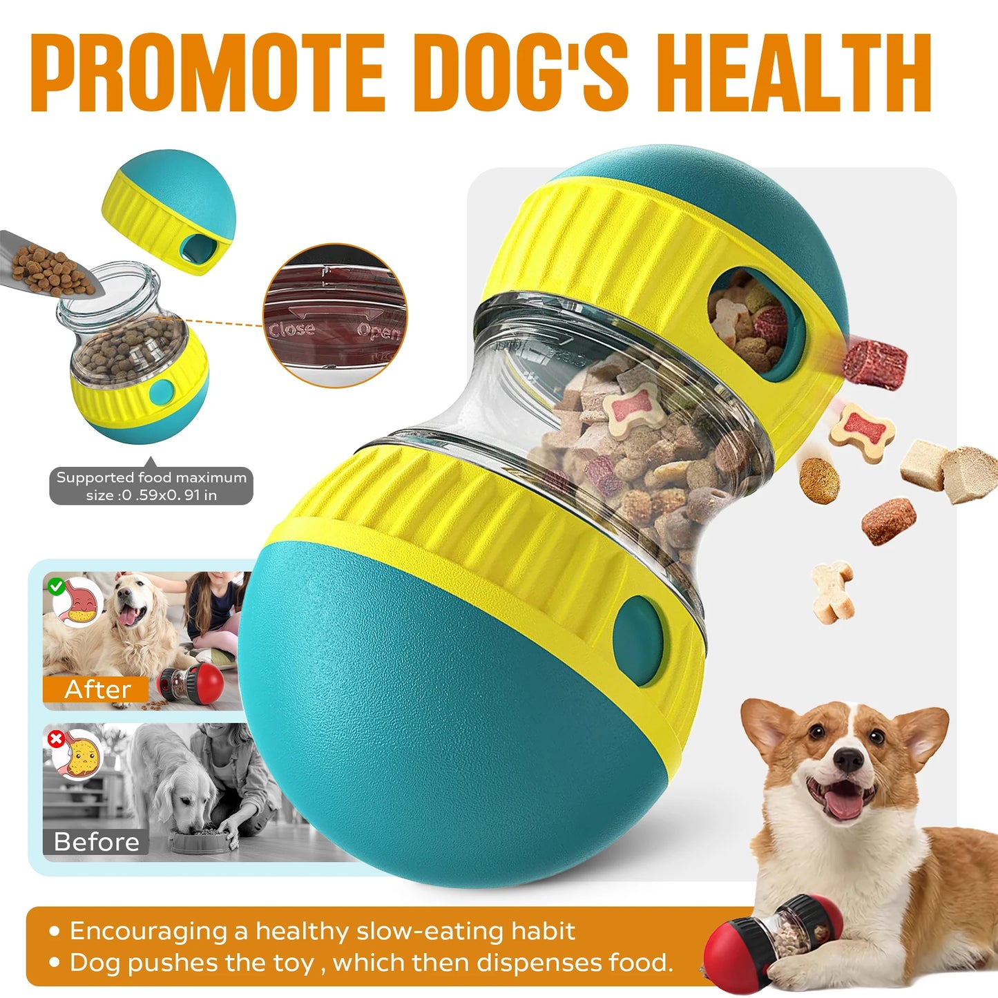 Interactive Treat Dispensing Ball Toy for Dogs and Cats