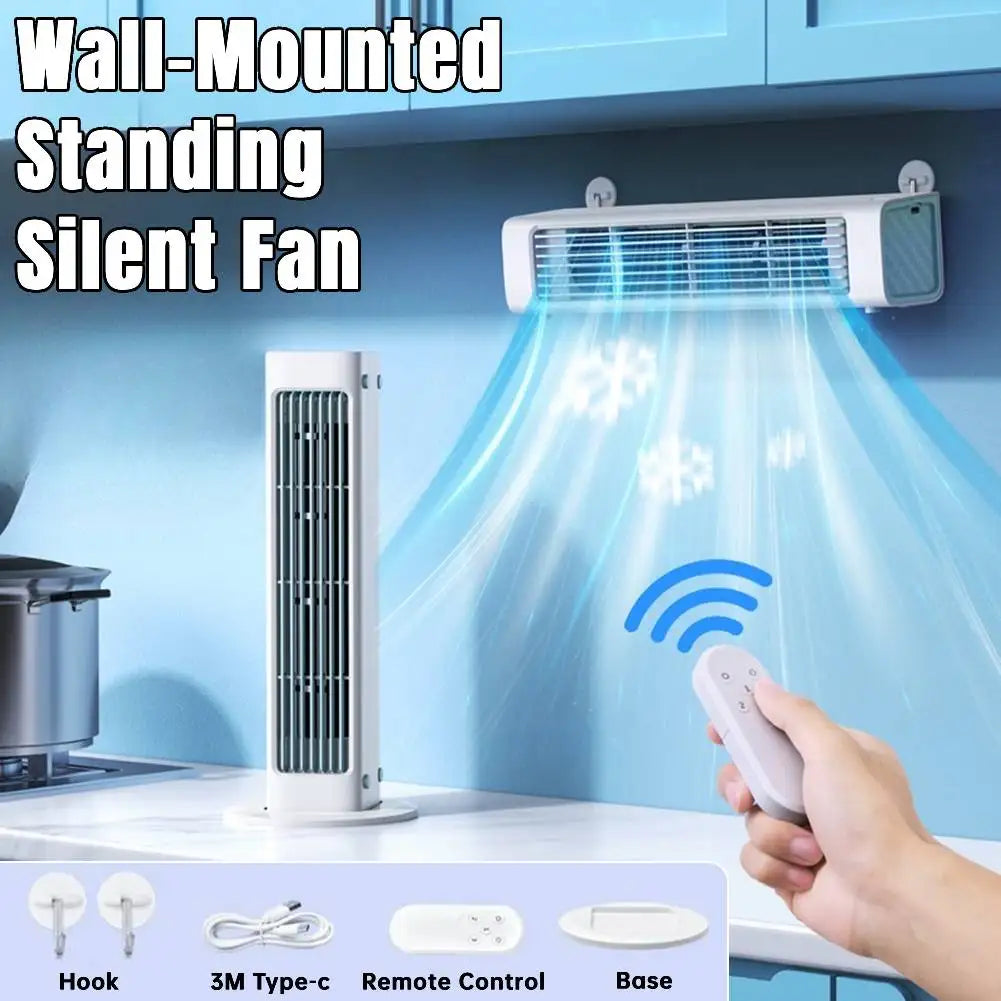 Bladeless 3000mAh Tower Fan Wall Mounted 3-Mode Quiet