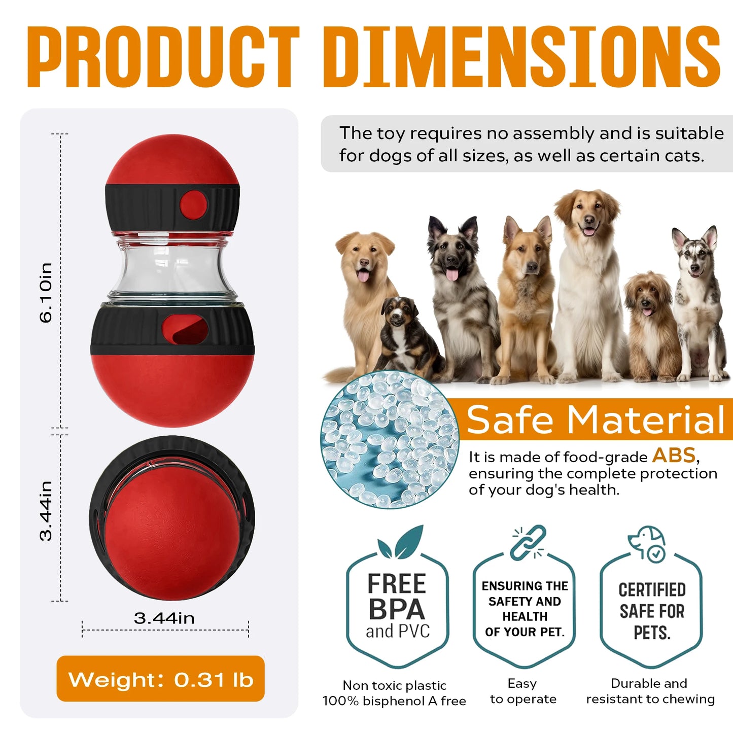 Interactive Treat Dispensing Ball Toy for Dogs and Cats