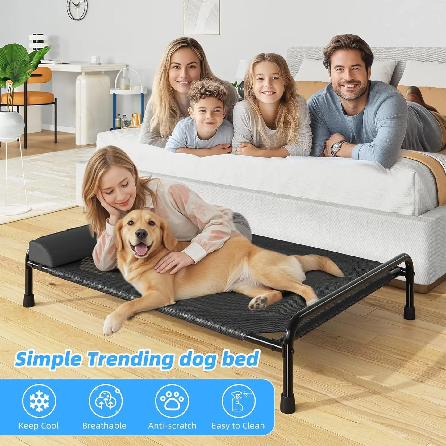 Elevated Dog Bed for Large Dogs Cooling Pet Cot Outdoor