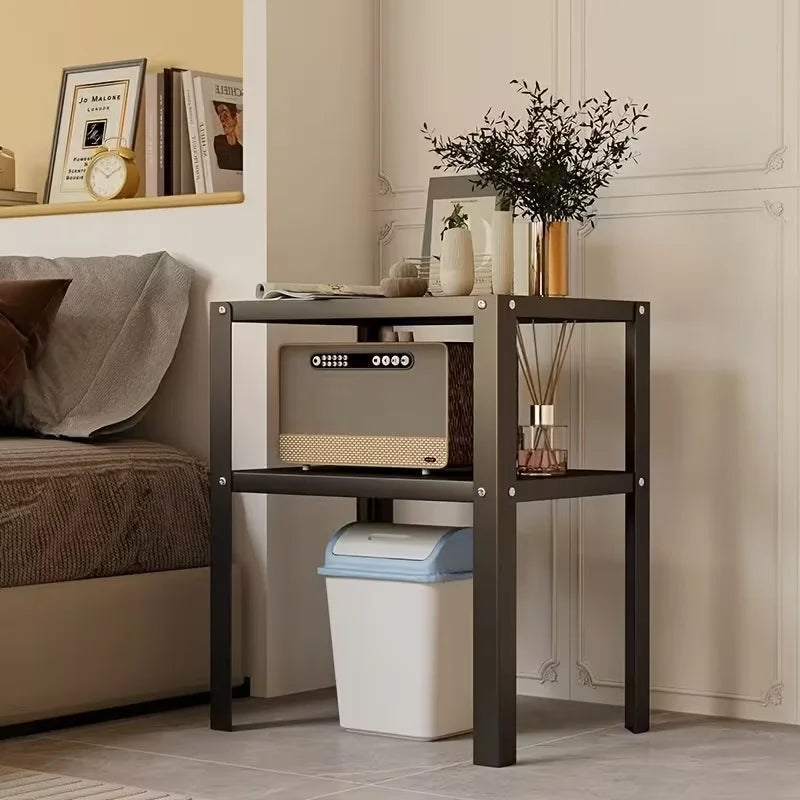 Industrial Metal Floor Storage Rack Nightstand Shelving Unit
