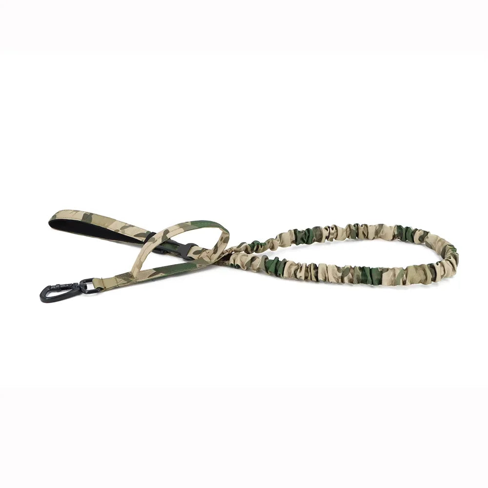 Military Style Dog Leash With Adjustable Length And Quick Release Elastic Rope