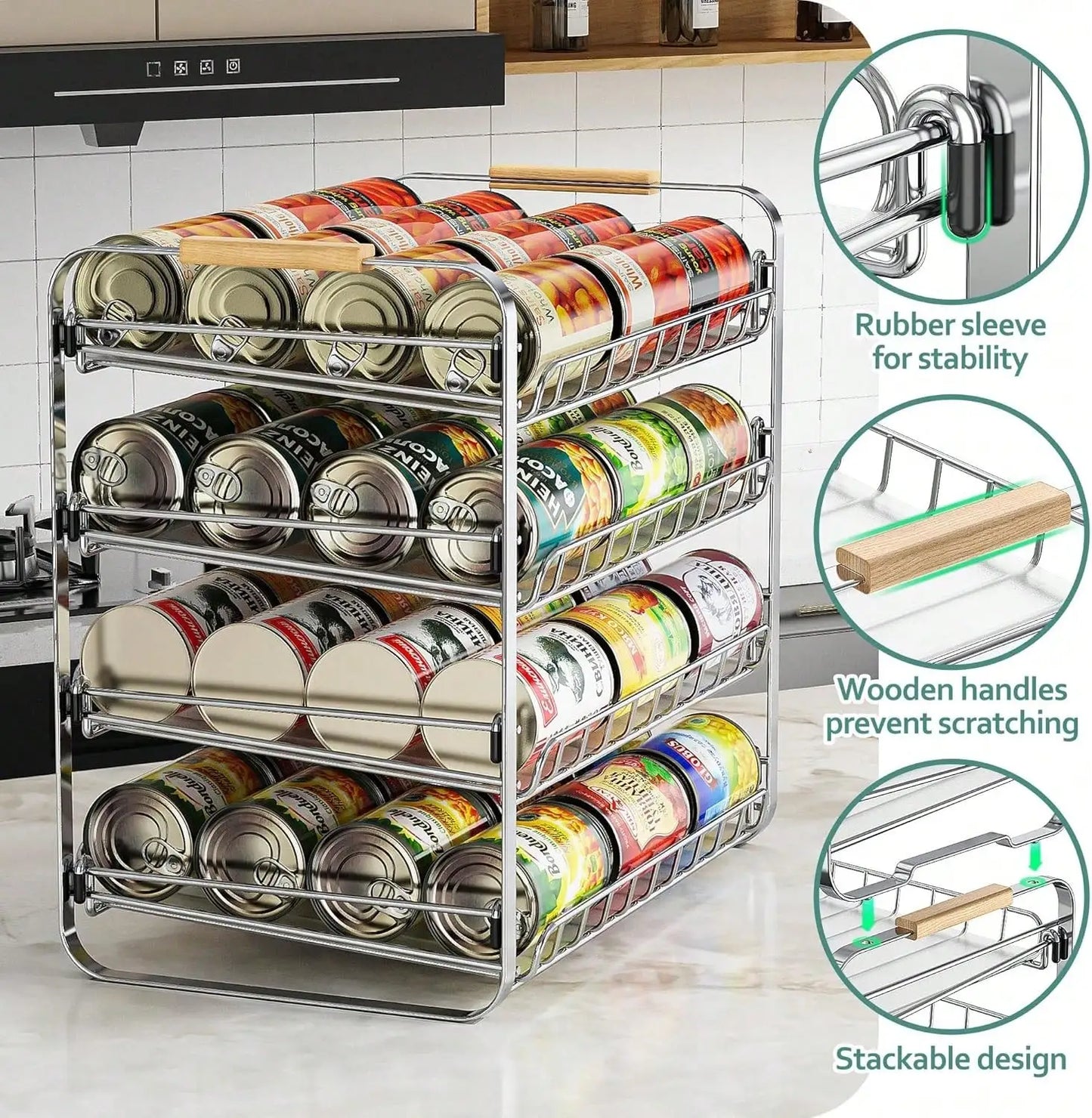 2-Pack Two-Tier Stackable Can Organizer For Pantry And Kitchen