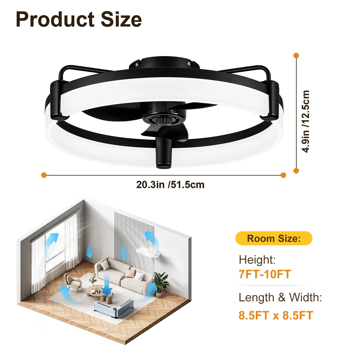 Aiopp Ultra Quiet LED Ceiling Fan With Dimmable 6 Speeds