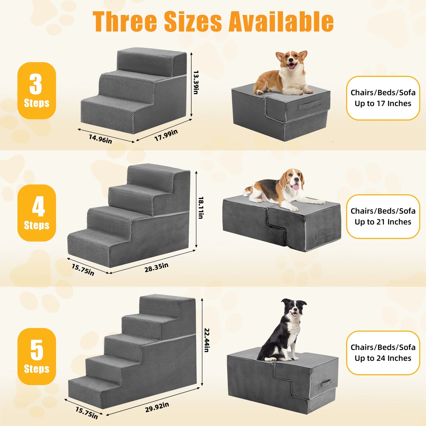 Foam Canine Staircase 3 to 5 Step Right Angled Ramp