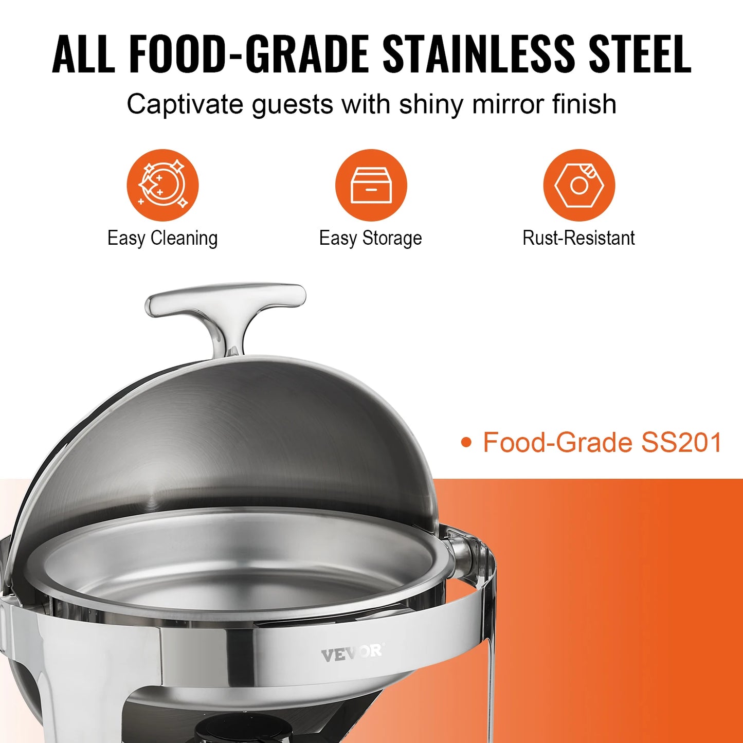 SucceBuy Roll Top Chafing Dish Buffet Set Stainless Steel Chafer With Two Pans