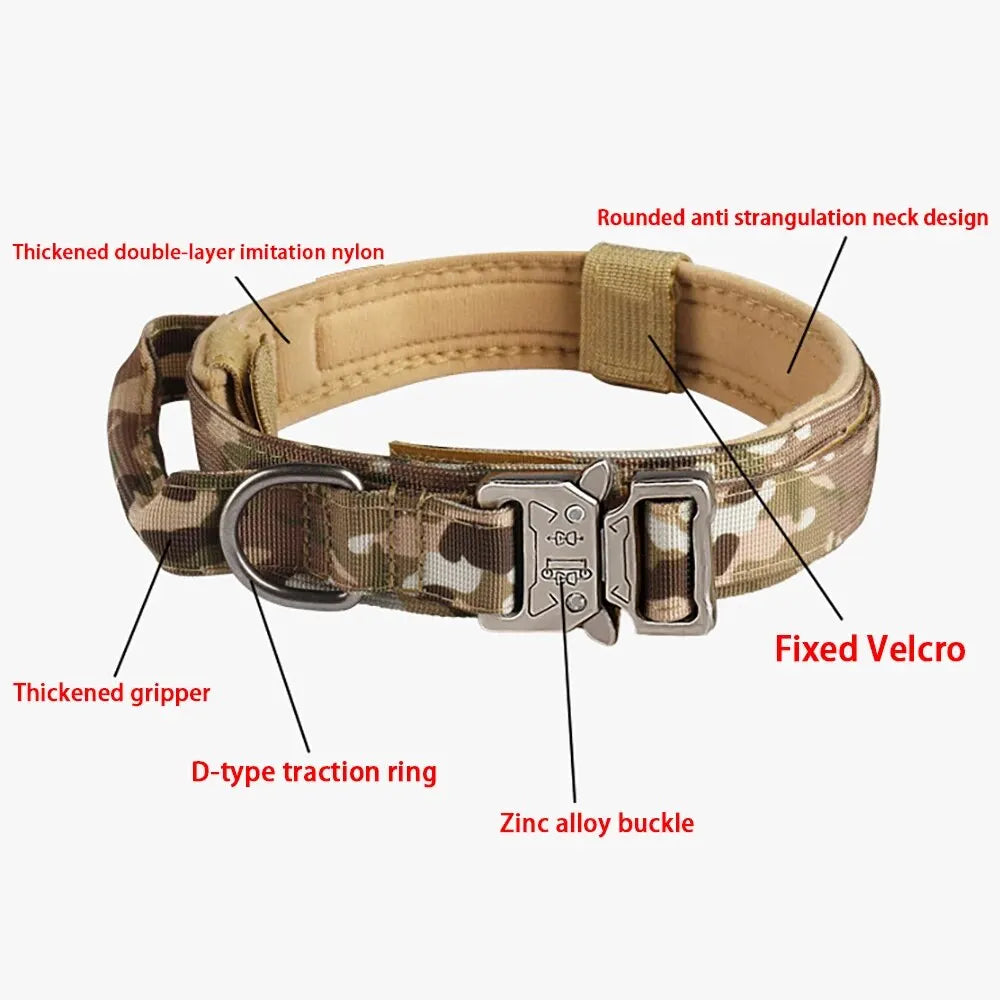 Outdoor Tactical Nylon Dog Collar With Metal Buckle