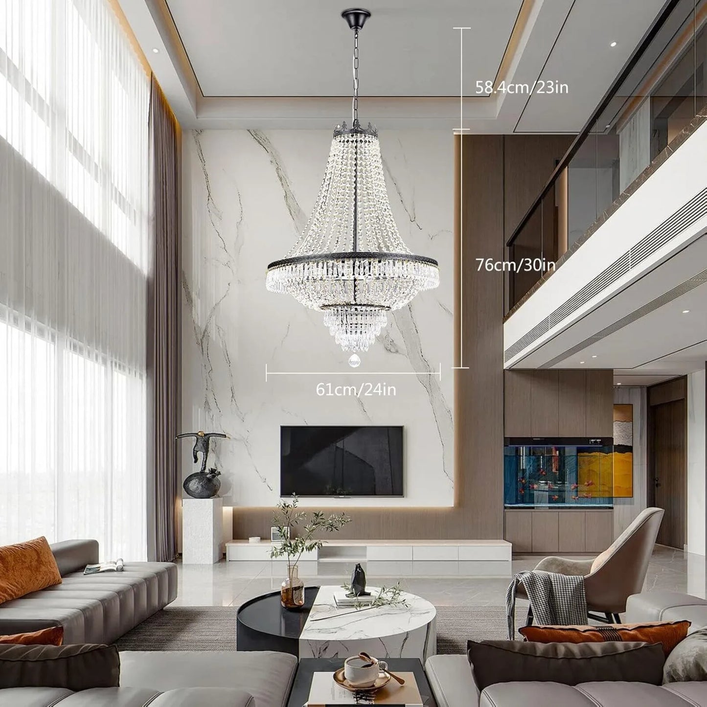 9 Light French Empire Crystal Chandelier Pendant Lamp