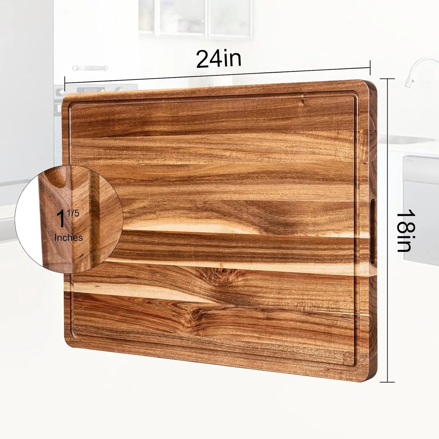 TWISTER.CK Wood Cutting Board With Juice Groove Handle
