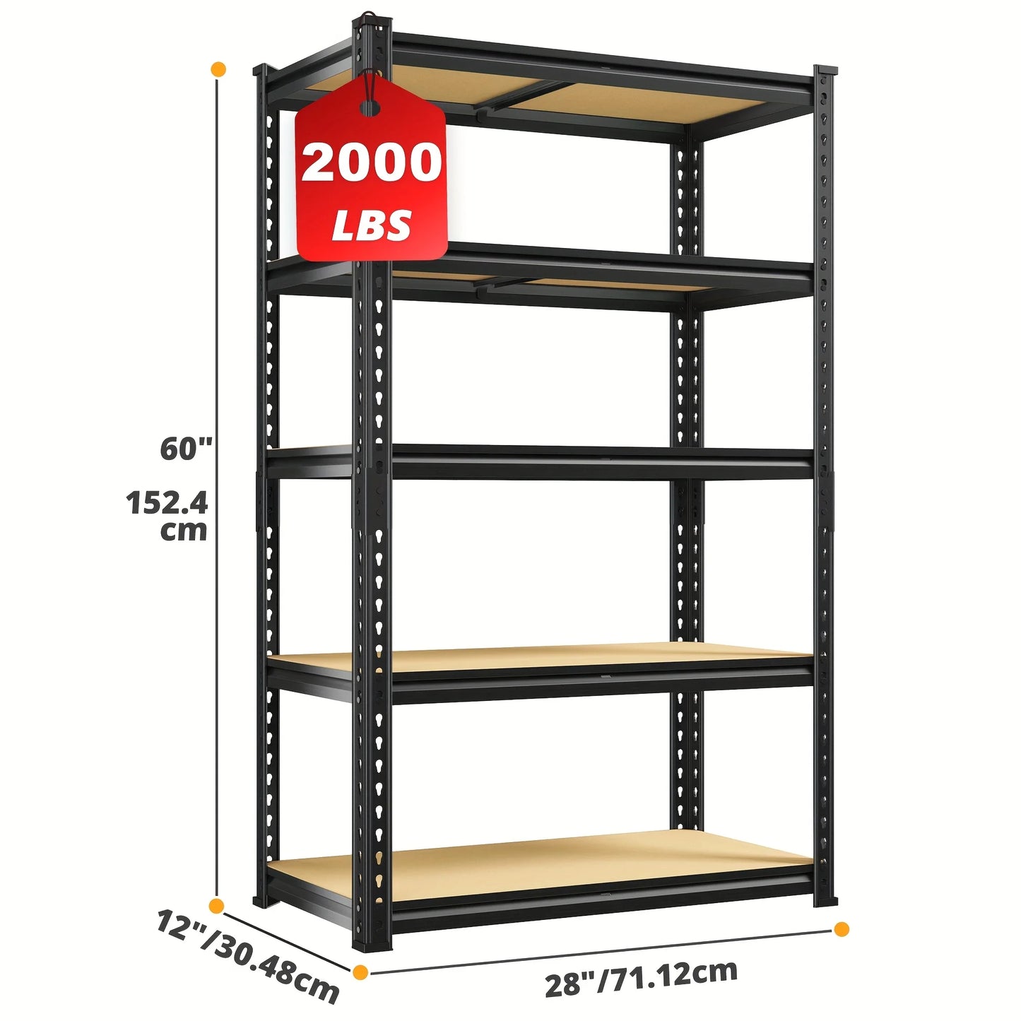 48.2" W Garage Shelving Heavy Duty Metal Shelving 3000LBS Storage Shelves Adjustable Metal Shelf Industrial Pantry Shelves For B