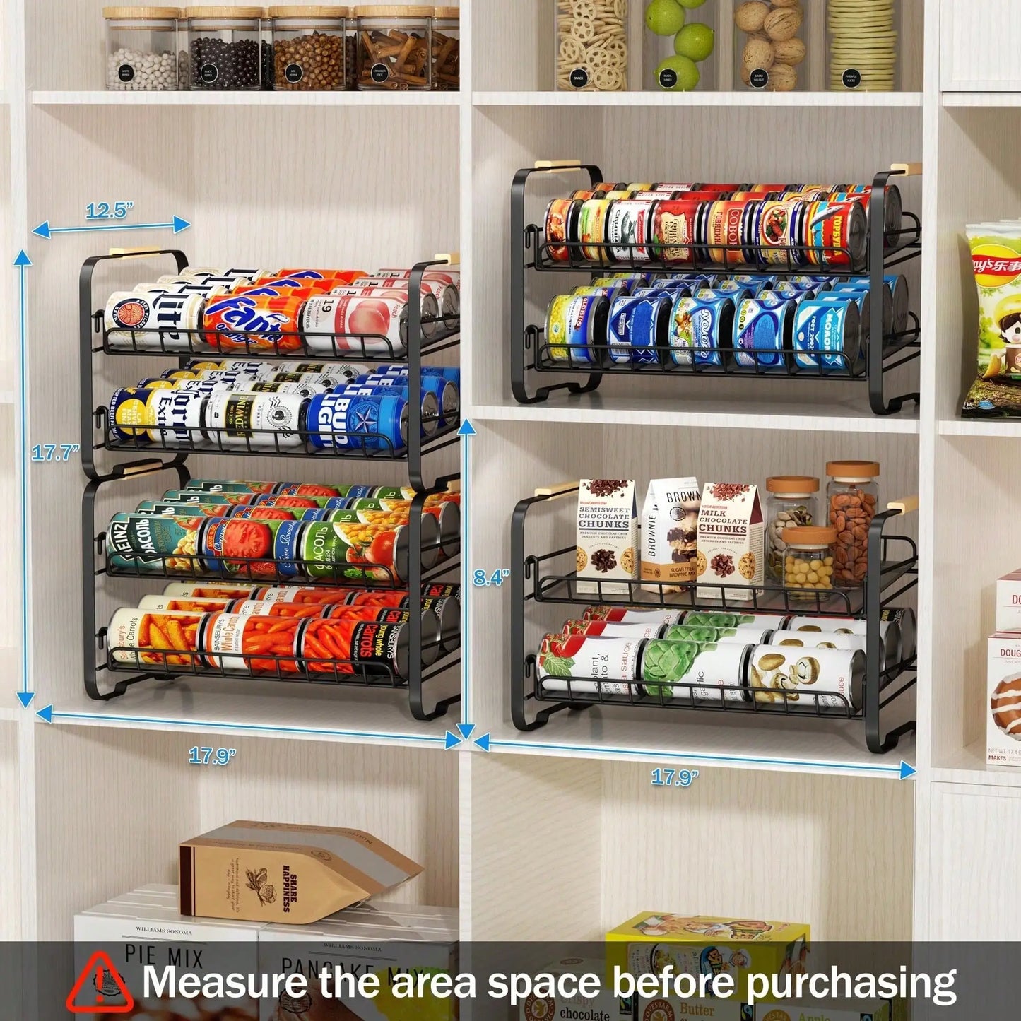 2-Pack Two-Tier Stackable Can Organizer For Pantry And Kitchen