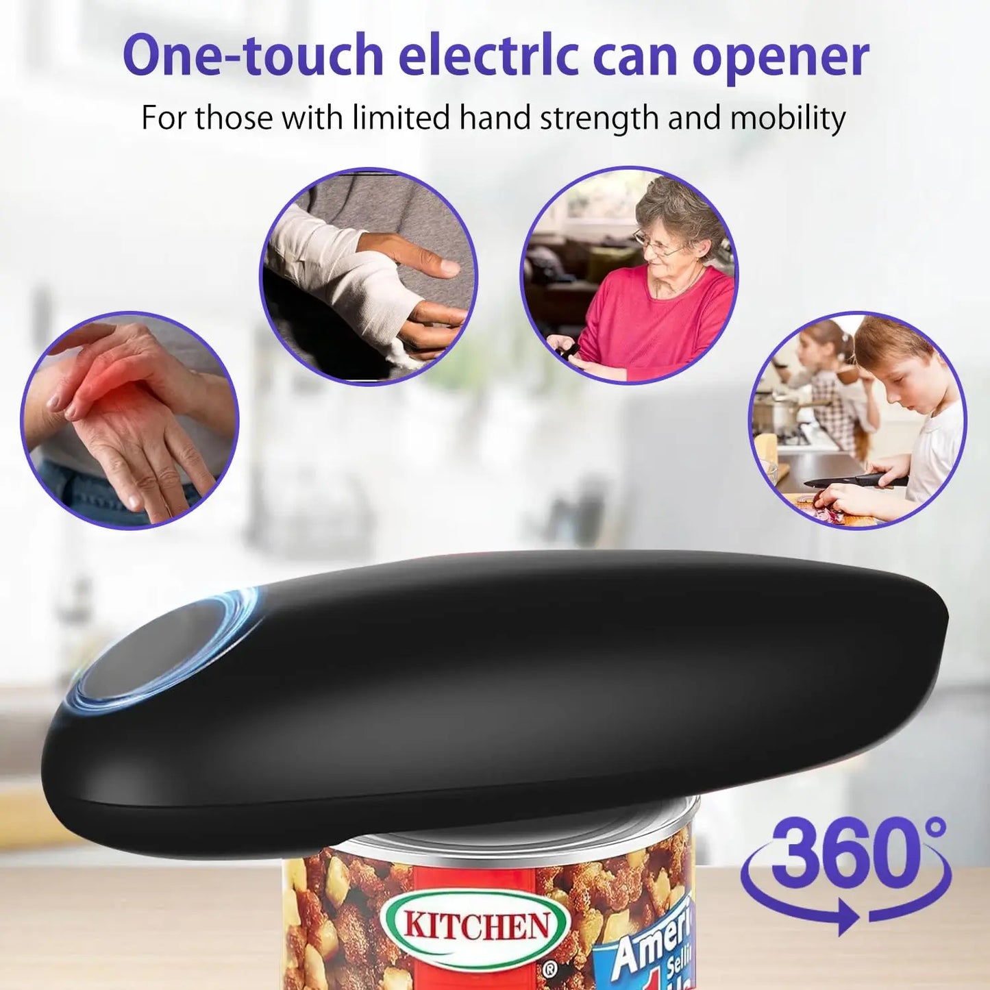 Electric Can Opener Cordless Battery Powered For Disabled Hands