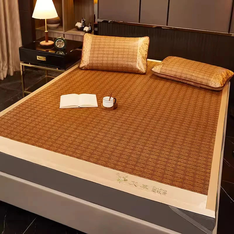 Cool Mat Bamboo Mat Summer Naked Sleeping Student Dormitory Mattress Foldable Ice Silk Mat Dual-Use Double-Sided Household