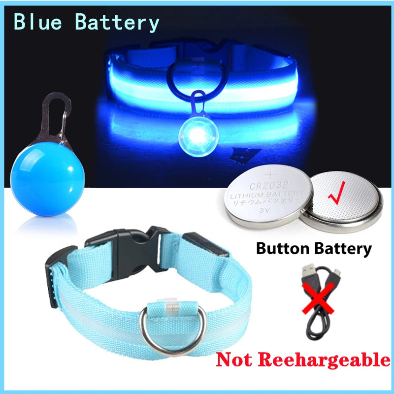 Usb Charging Glowing Dog Collar With Pendant Led Light Safety