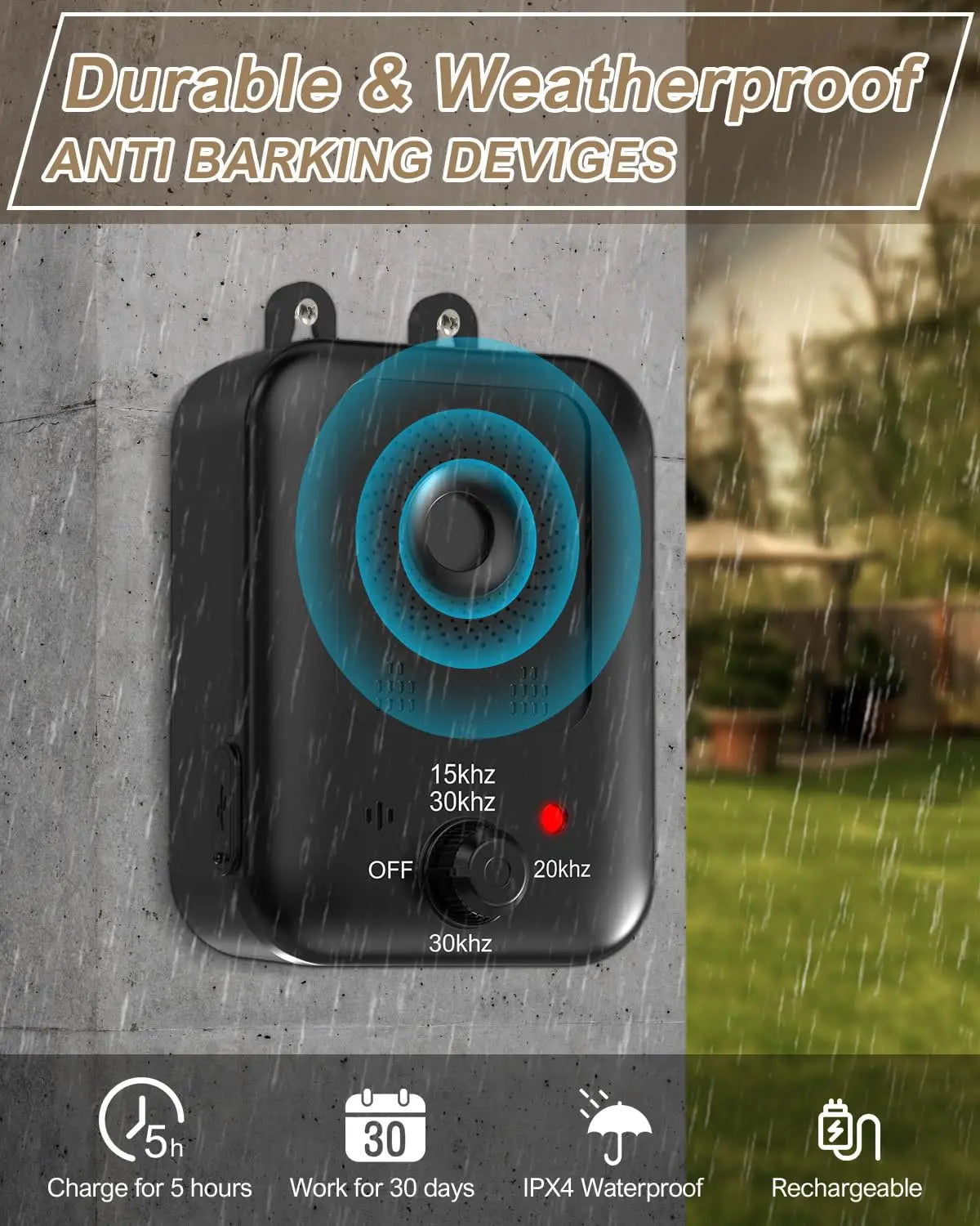 Petedu Automatic Ultrasonic Dog Bark Deterrent Indoor Outdoor