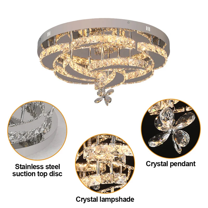 GreeLustr Crystal LED Ceiling Pendant Chandelier Living Room