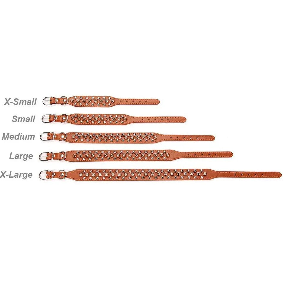 Adjustable PU Leather Dog Collar With Rivet Spikes For Small Dogs And Cats