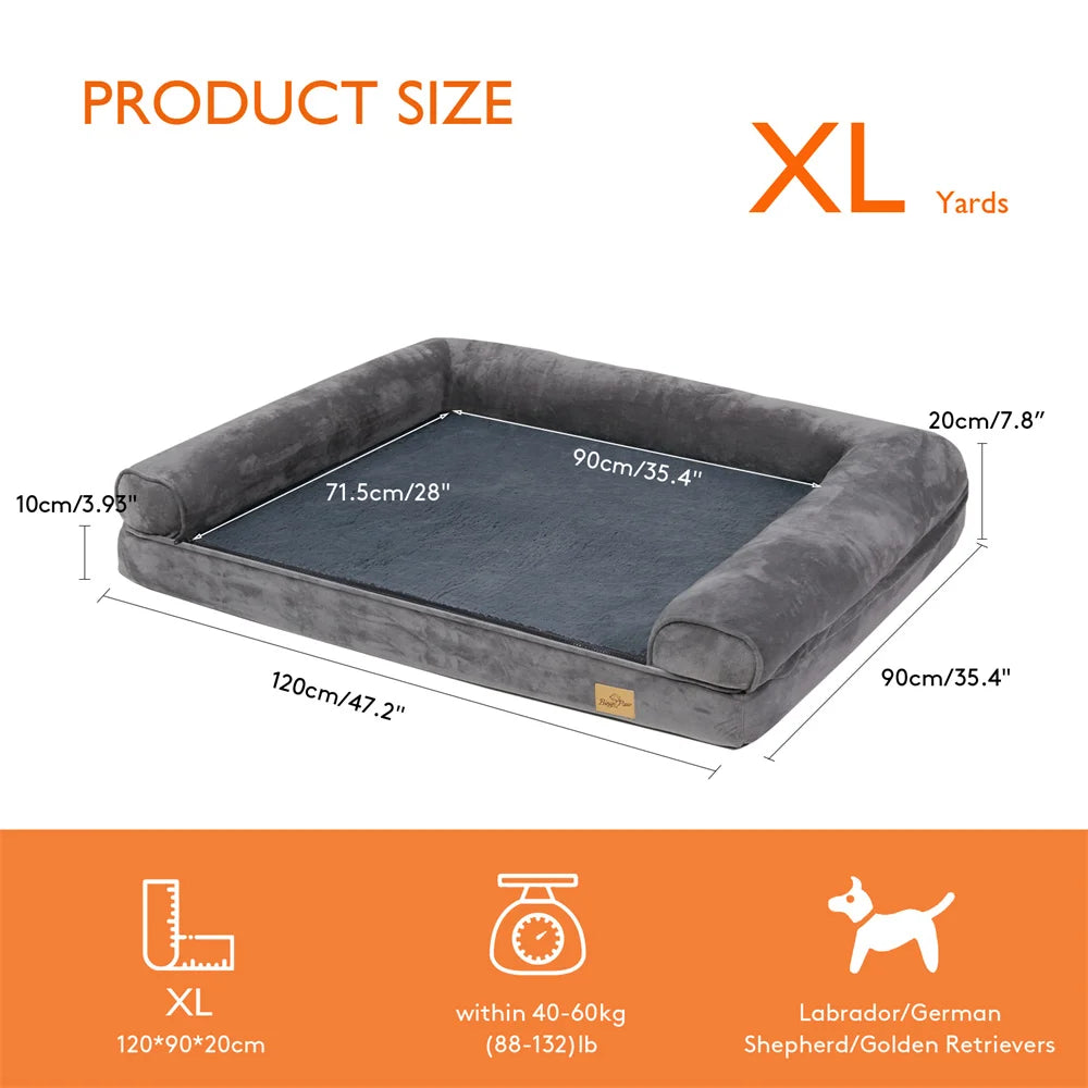 BORWART Calming Orthopedic Memory Foam Dog Bed with Waterproof Cover