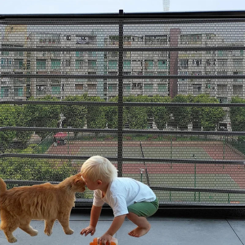 Foldable Breathable Mesh Dog Barrier Fence With 4 Hooks Playpen