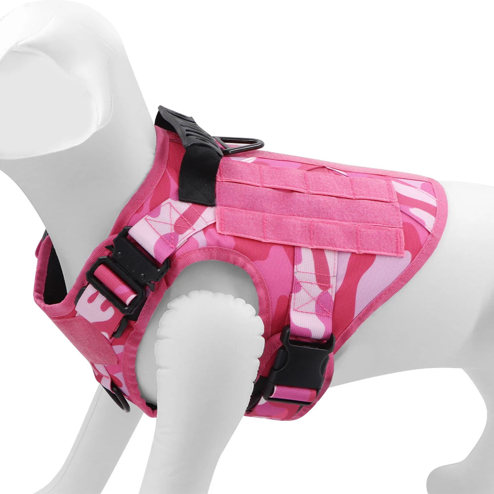 Military Camouflage Dog Harness Adjustable Tactical Training Vest Leash